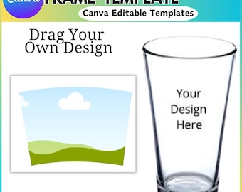 17oz Pint Glass Canva Template, Canva Editable Template, Pint Glass Template, 17oz Pint Glass Frame Template, Canva Drag and Drop