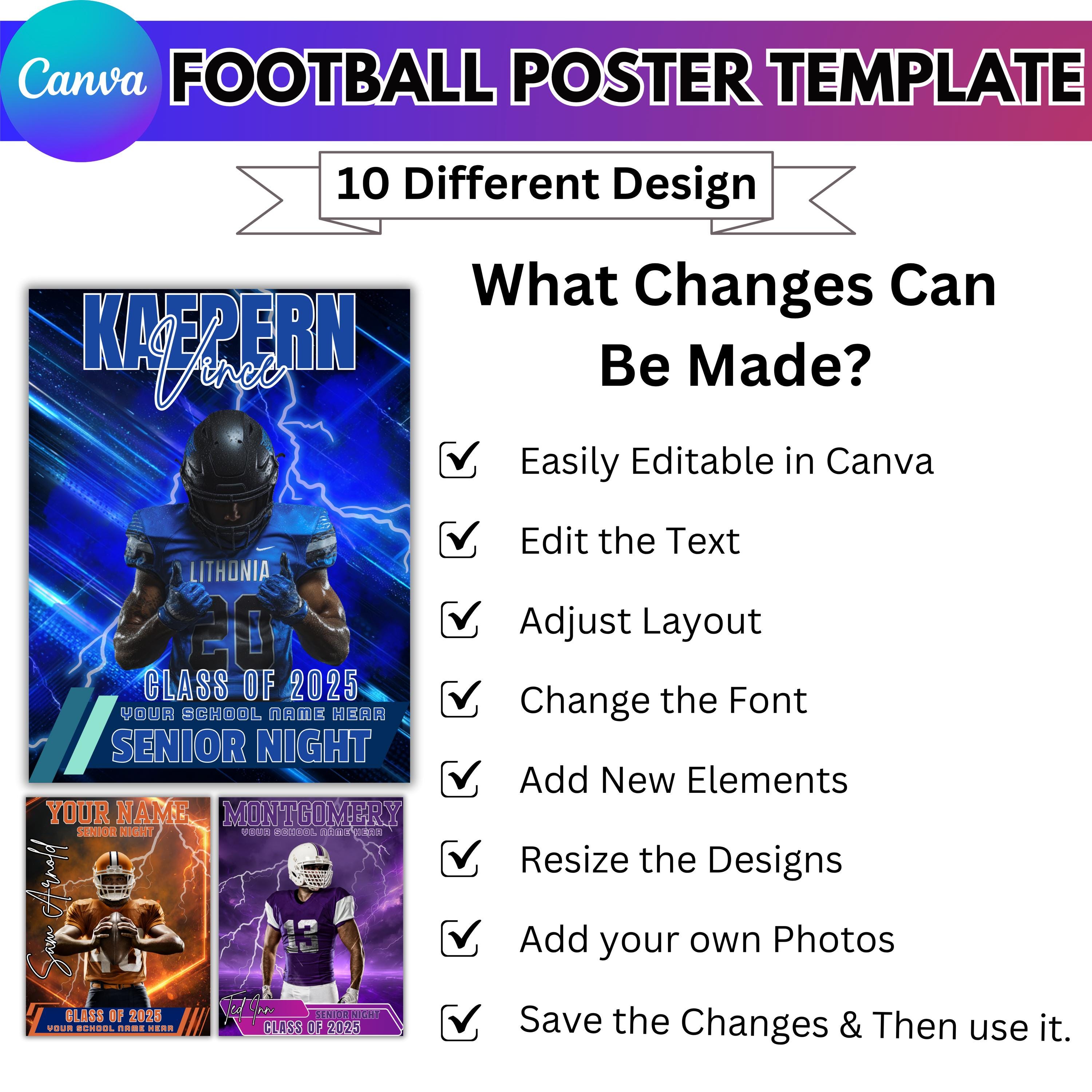 Football Poster Canva Template, Sports Background & Digital Backdrop ...