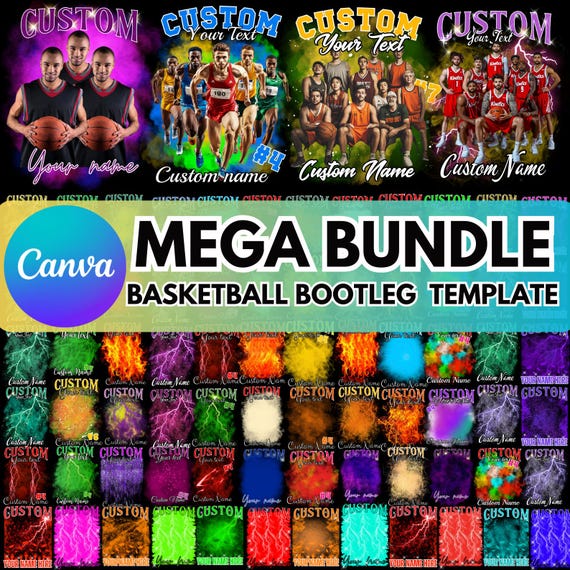 Basketball Bootleg Canva Editable Mega Bundle Template, Bootleg Rap tee Canva Template, Canva Mascot Design, Canva T Shirt Design