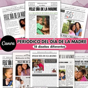 Plantilla Editable de Periódico para el Día de la Madre en Canva, Diseños de Regalos para el Día de la Madre, Mothers a Newspaper
