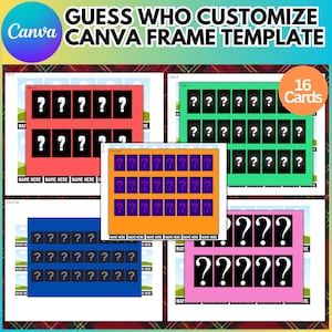 Custom Guess Who Canva Editable Template, Canva Guess Who Game, Guess Who Create Your Own Personalized Gift, 6 Game Boards