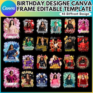 Birthday Sticker Canva Editable Template, Birthday Party Styrofoam Cup Design, Birthday Party Sticker Template, Customize Party Cup, Digital