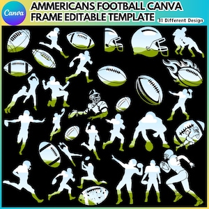American Football Frames Canva Editable Template, Make your Own American Football Design, Game Sports Canva Drag and Drop Frames