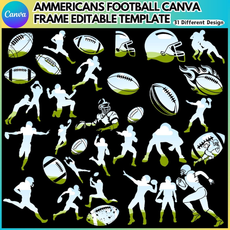 American Football Frame Computer American Football Frames Canva Editable Template, Make Your Own ...