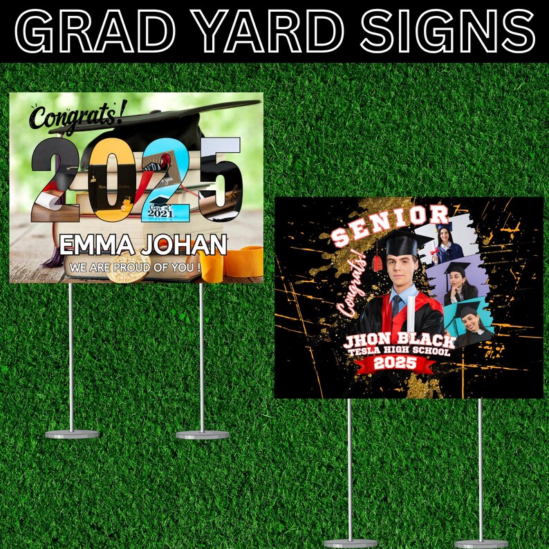 Paper Grad Signs Graduation Yard Sign Canva Editable Templates, Congrats Grad Signs ...