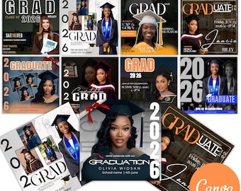 Graduate Flyer Canva Editable Bundle Template, Graduation Party, Graduation Invitation, College Decision, Class of 2026 flyer, Announcement