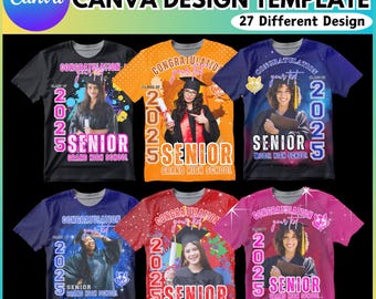 All over t-shirt Graduation Canva Editable Template, Class of 2025 Graduate Template, 2025 Graduation Canva Pro Template, Graduation T Shirt