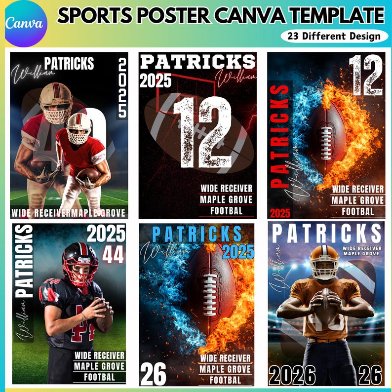 Football Poster Canva Template, Sports Background & Digital Backdrop ...