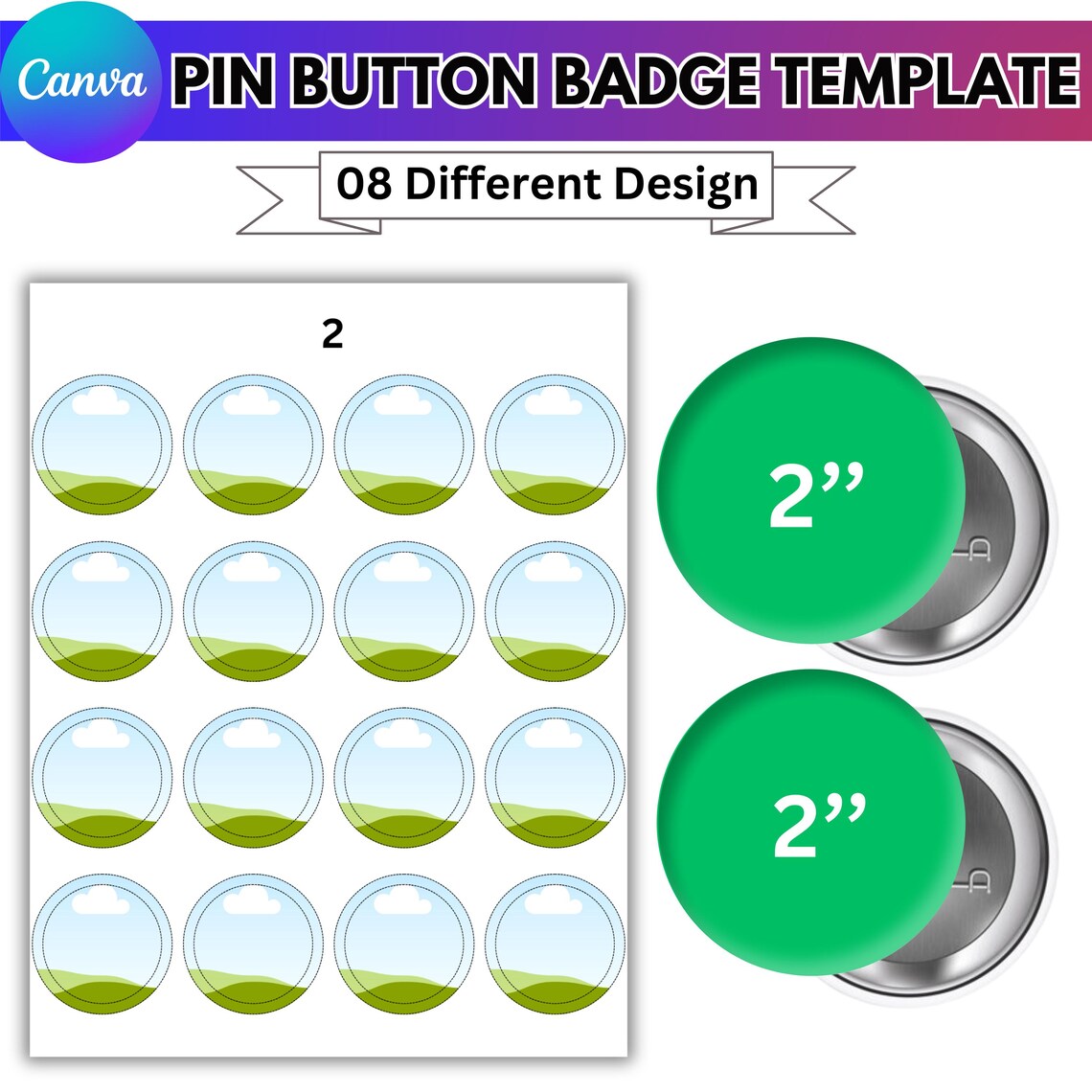 Button Pin Template Bundle, Blank Button Pin Design, Sublimation Badge ...