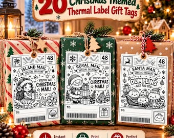 Santa Mail Label Bundle, Editable Christmas Shipping Labels Canva Template, North Pole 4x6 Printable Gift Labels, Holiday Digital Download