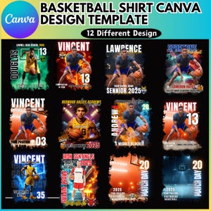 Puede incluir: Doce dise&ntilde;os diferentes de camisetas de baloncesto con un jugador de baloncesto en cada dise&ntilde;o. Los dise&ntilde;os incluyen diferentes nombres de equipo, nombres de jugadores y n&uacute;meros. Los dise&ntilde;os son de varios colores y estilos.