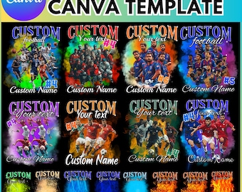 Football Custom Tshirt Design Template Bootleg Rap Tee Shirt PNG, 90s Tshirt Custom Bootleg Birthday Shirt Editable Canva Template DIY