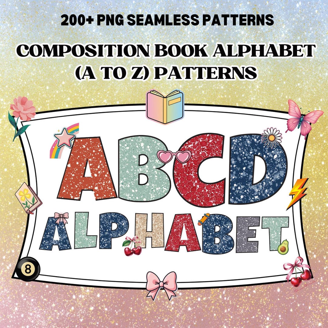 Alphabet Letters for Composition Notebook, 05 Different Colors A-Z ...