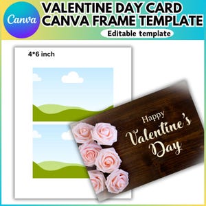 Valentinstag Karte Foto Collage bearbeitbare Vorlage, Valentinstag, Canva Liebesrahmen, ziehen Sie Ihr eigenes Bild, Paar Geschenk, Romantische Liebe