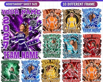 10 Cheerleader T Shirt Canva Template, Editable Cheer Shirt Design, Senior Cheer Team Shirt, Custom Cheer Design, Digital Download