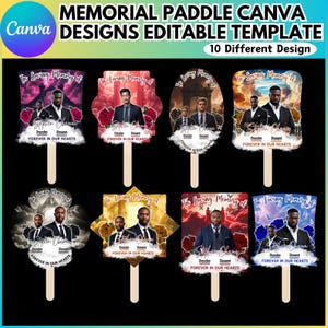 Memorial Funeral Fan Canva Editable Template, Memorial Paddle Fan Design, Celebrating the Life Fan Template, Memorial Funeral Canva Design