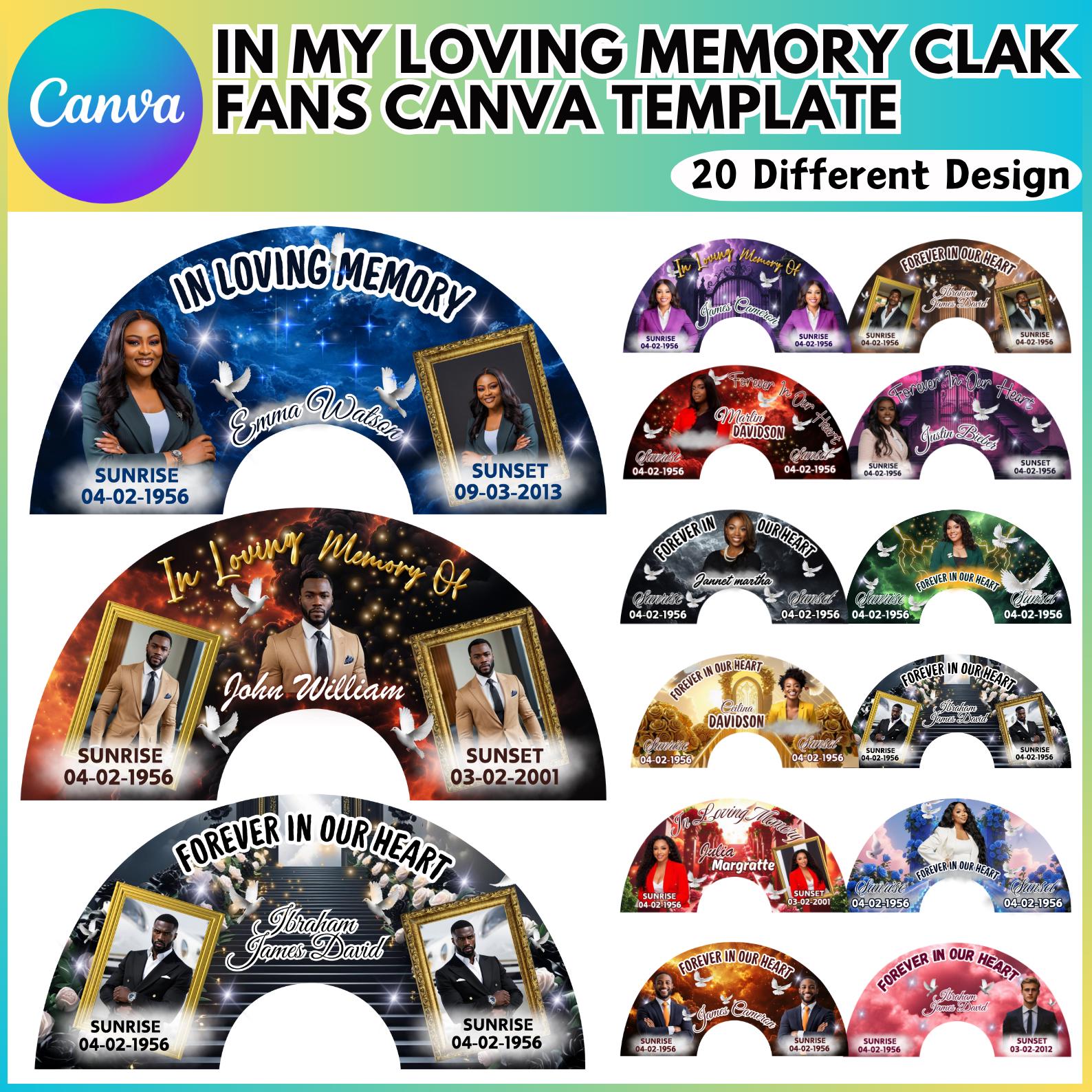 Memorial Clack Fan Canva Template, DIY Funeral Hand Fan Program ...