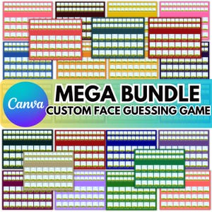 Plantilla de megapaquete de juego de adivinanzas de caras personalizado / Juego de fiesta editable en Canva / Juego imprimible para cumpleaños, juego de fiesta digital