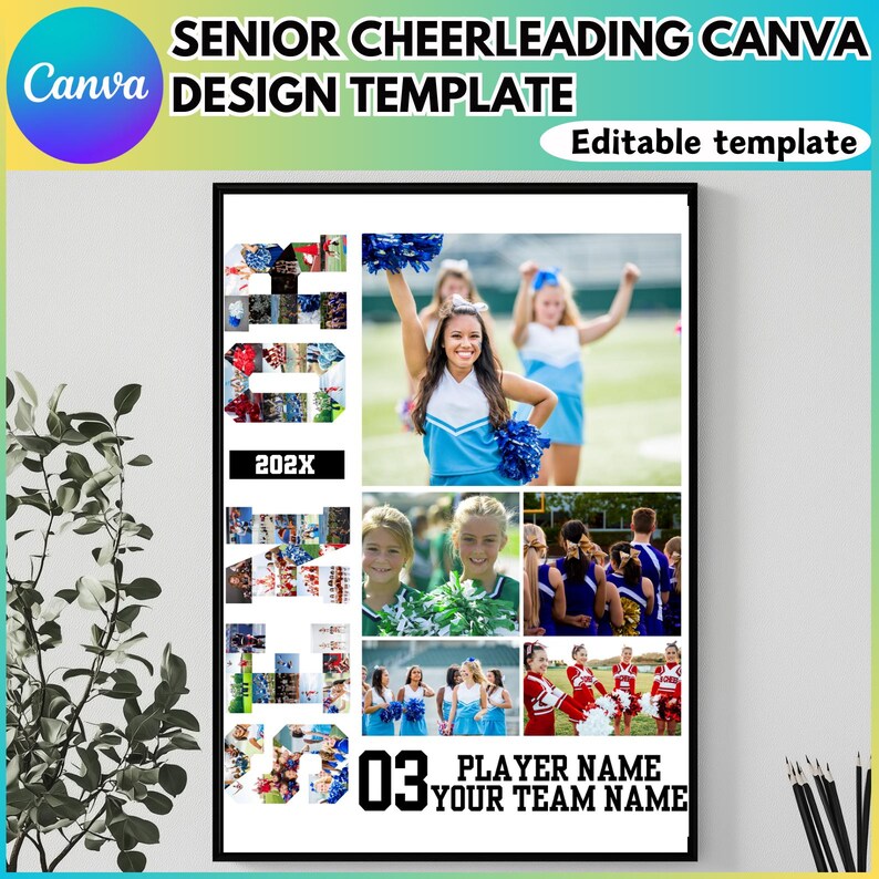 Senior Night Cheerleading Poster Canva Editable Template, Cheers Photo ...