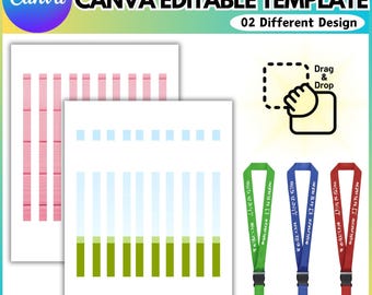 Lanyard Sublimation Canva Editable Frame Template, Drag and Drop, Lanyard Template, Lanyard Frame Template, Blank Lanyard Template, Digital
