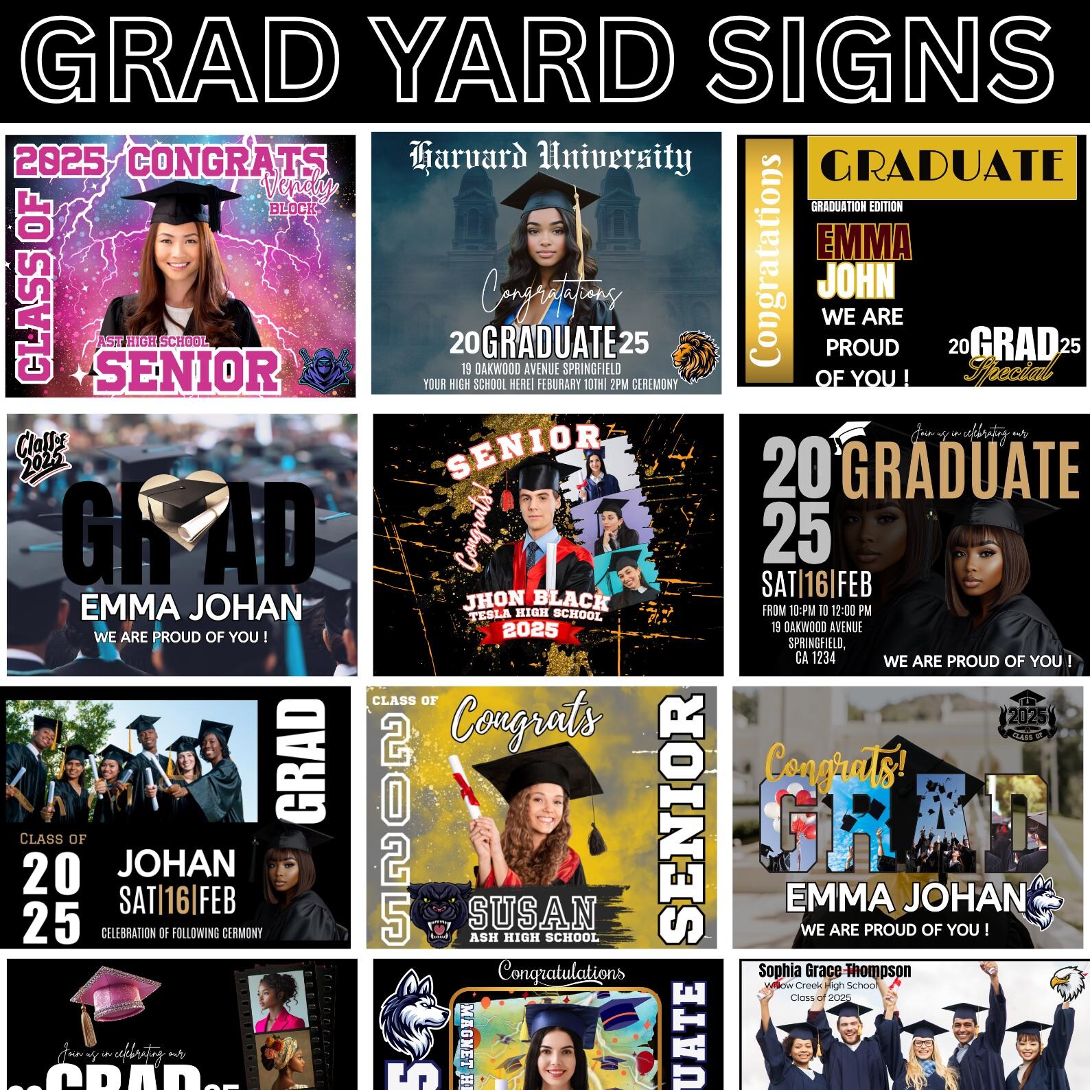 Project Graduation Sign Graduation Yard Sign Canva Editable Templates, Congrats Grad Signs ...