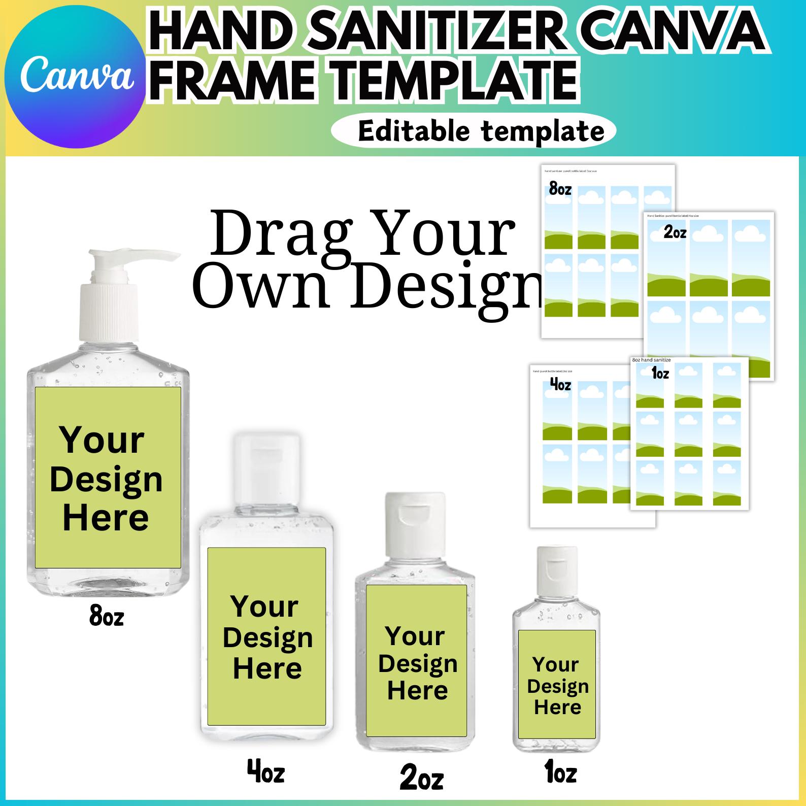 Hand Sanitizer Label Canva Editable Template, Mini Hand Sanitizer Label, Hand Sanitizer label SVG, Edit with Canva Frames, Drag and Drop