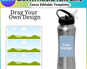 Drink Bottle Label Template, Drink Bottle Canva Editable, Canva Frame Label Template, Blank Drink Bottle Label, Canva Drag and Drop