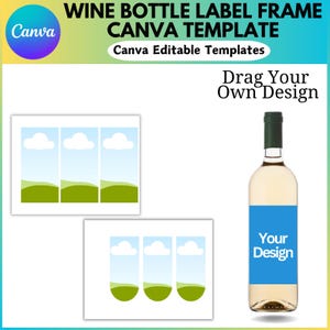Wine Label Template, Wine Bottle Labels, Canva Frame Editable, Fill your Design, Canva Wine bottle Template, Drag and Drop, Digital Download