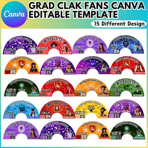 Graduation Clack Fan Canva Editable Template, Chinese Fan Template, Hand Fan Template, Printable, DIY, Canva Editable, Festival Hand Fan,