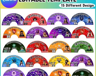 Graduation Clack Fan Canva Editable Template, Chinese Fan Template, Hand Fan Template, Printable, DIY, Canva Editable, Festival Hand Fan,