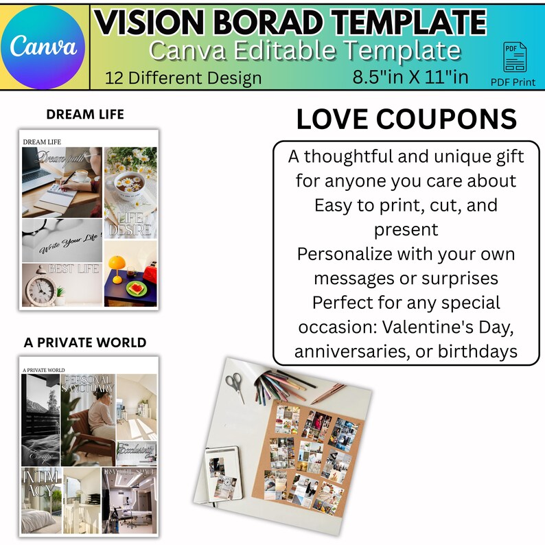 2026 Vision Board Kit | Goal Manifestation Activity | Printable Mood ...