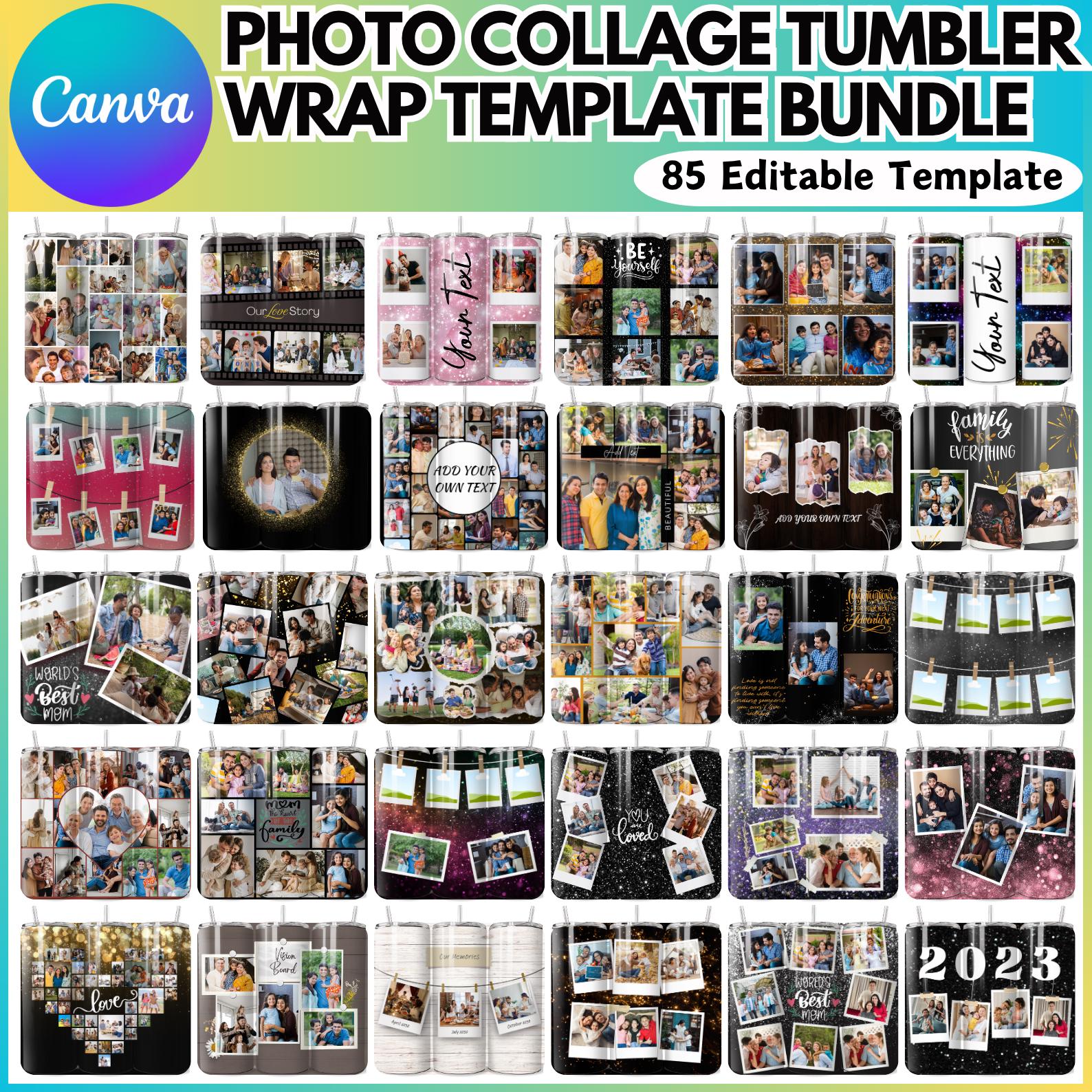 Layout Wrapped Editable Add Your Own Photo Tumbler Wrap Canva Editable Template Bundle, Family ...