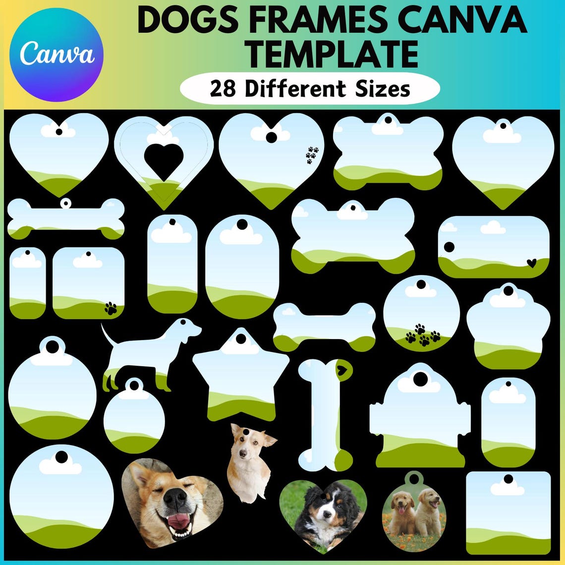 Dog Canva Editable Template, Design Your Own Dog Tag, Dog Bone Canva ...