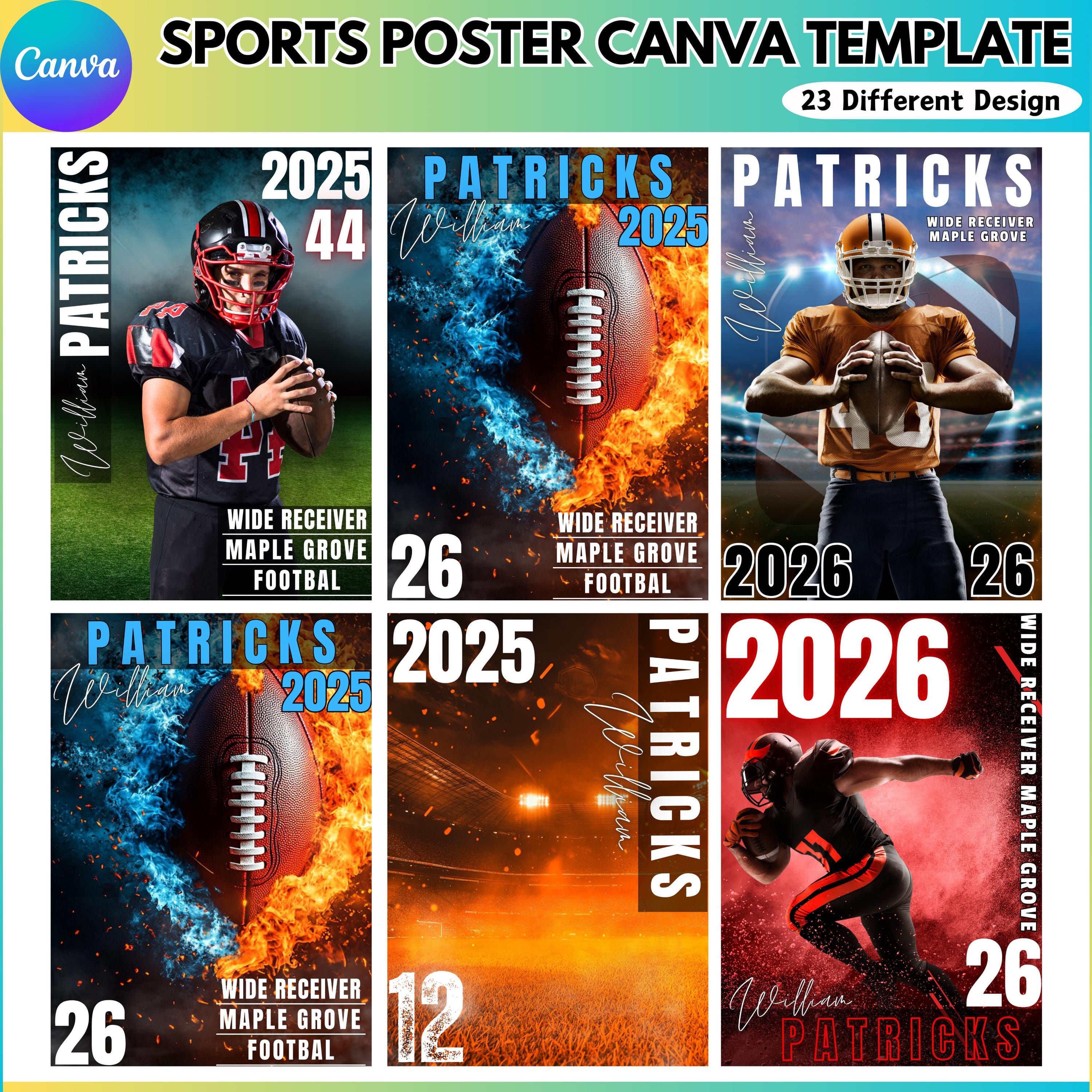 Football Poster Canva Template, Sports Background & Digital Backdrop ...