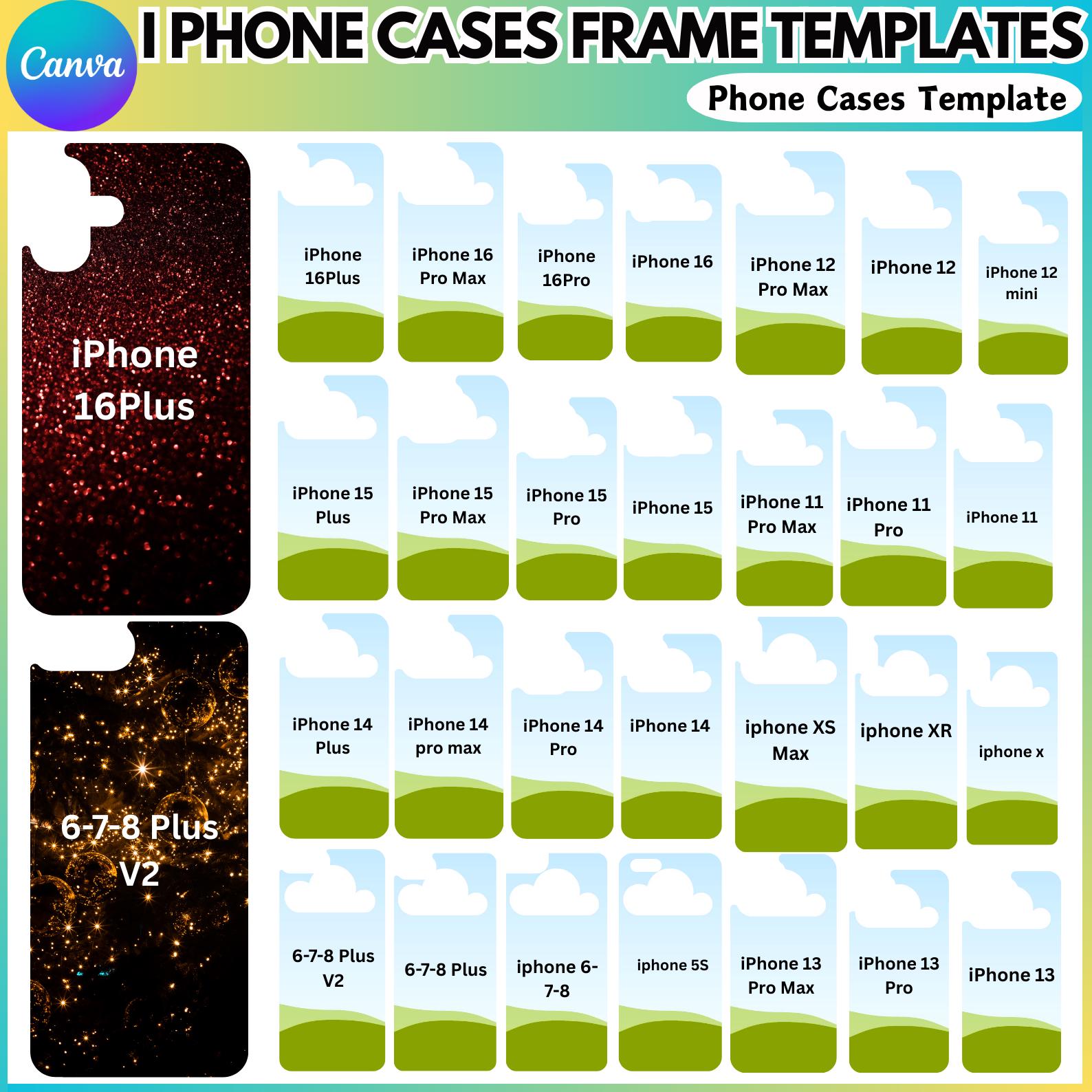 Phone Case Frame IPhone Case Canva Frame Template Bundle, 19 Smartphone Case Templates ...