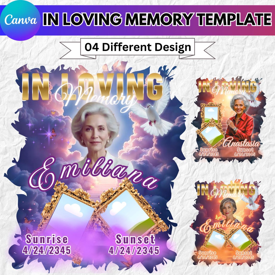 In Loving Memory Design Canva Editable Bundle, Memorial Design Bundle ...