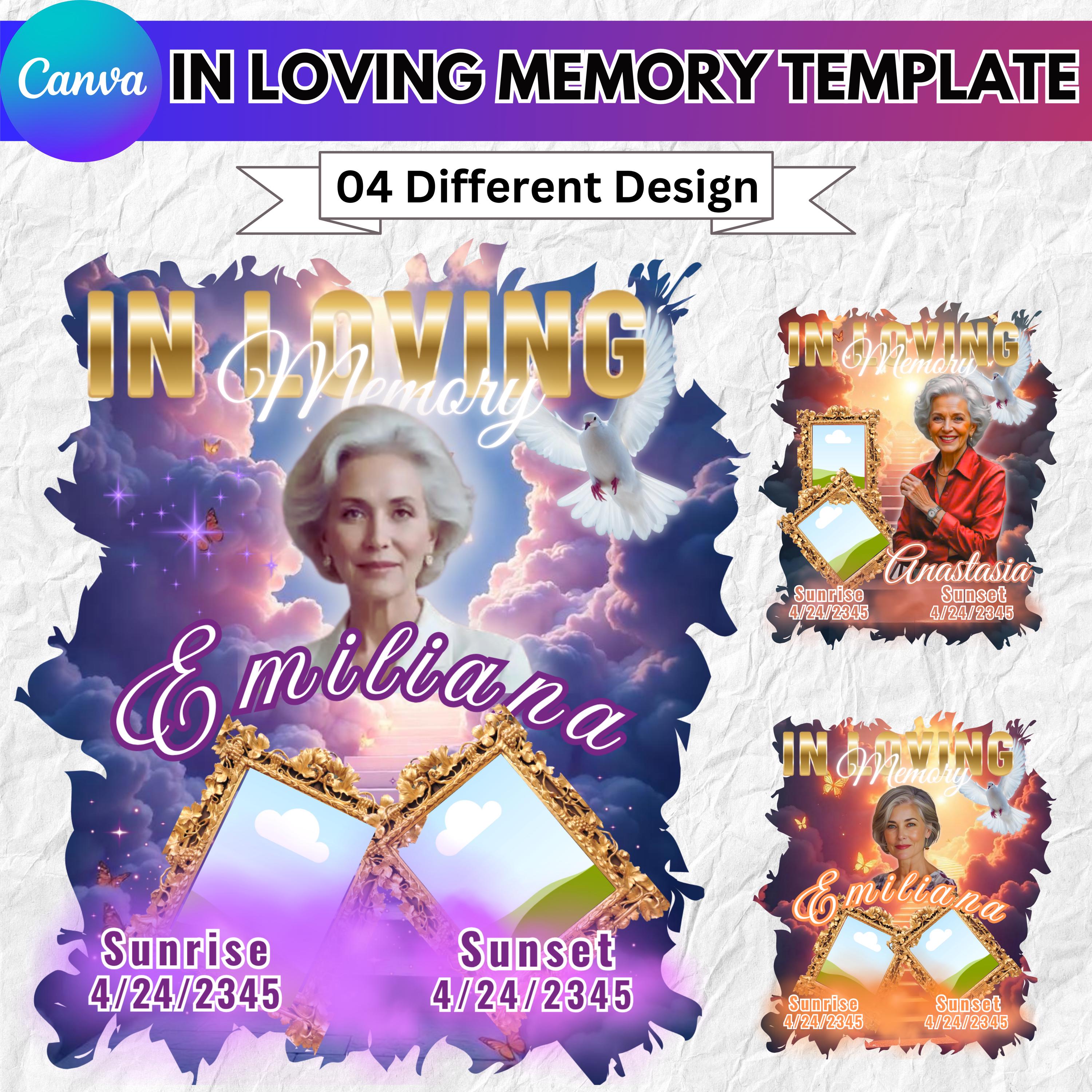 In Loving Memory Design Canva Editable Bundle, Memorial Design Bundle ...