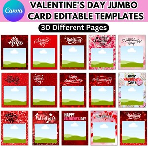 Valentijn Jumbo Pack Card Canva bewerkbare sjabloon, aangepaste fotocollage, Valentijnskaart, Valentijnscadeaukaart, Digitale download