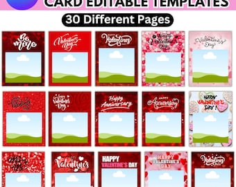Paquete gigante de tarjetas de San Valentín - Plantilla editable de Canva, collage de fotos personalizado, tarjeta de San Valentín, tarjeta de regalo de San Valentín, descarga digital