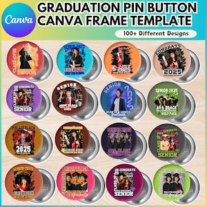 Graduation Pin Button Canva Editable Template, Congratulation 2025 Button Template, Graduation Template, Digital Download
