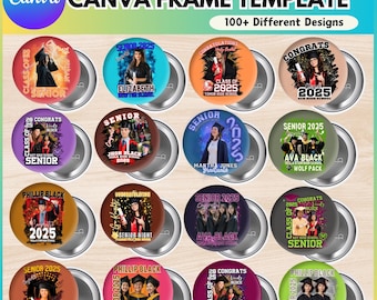 Graduation Pin Button Canva Editable Template, Congratulation 2025 Button Template, Graduation Template, Digital Download