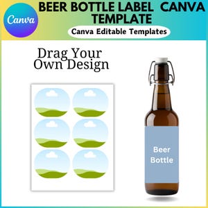 Beer Bottle Label Template, Beer Bottle Canva Editable, Canva Frame Label Template, Blank Beer BottleLabel, Canva Drag and Drop
