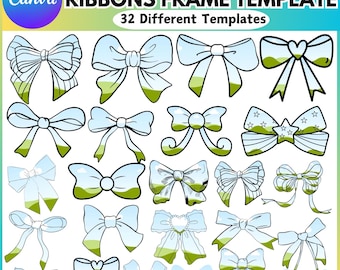 Coquette Bows Canva Editable Frame, Ribbon Bow Canva Frames, Design ...