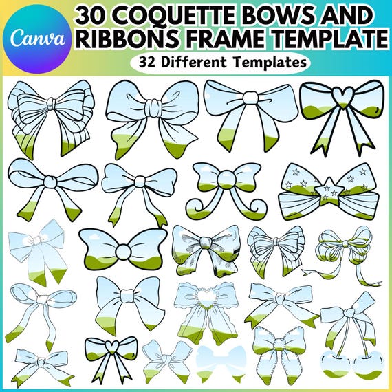 Ribbon Bow Canva Frames Bundle, Design Your Own Ribbon Bow Canva, Mom  Life Design, Messy Bun Bow, Tied Canva Bow, Editable Hair Bow