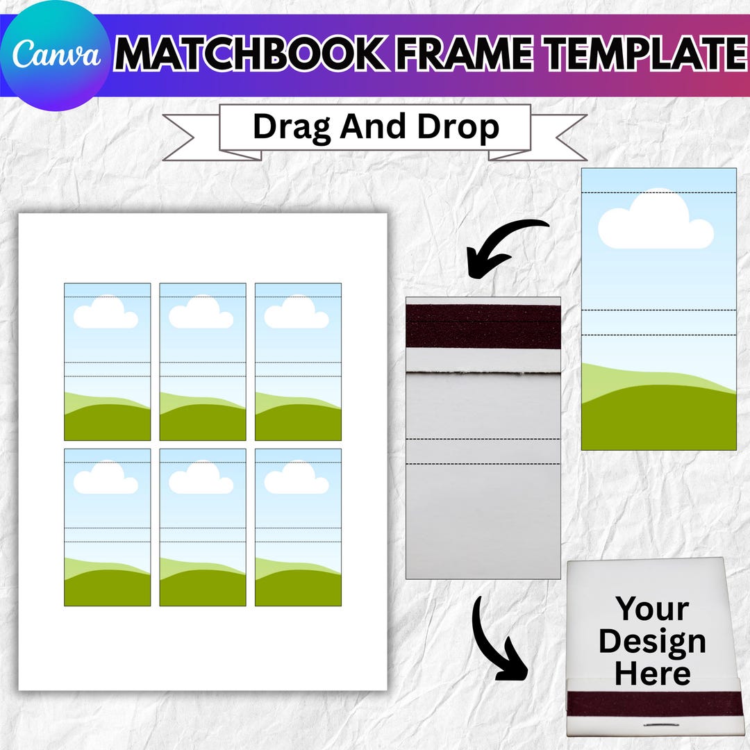 Matchbook Indesign Template Matchbook Canva Editable Template PNG, Canva Matchbook Favor, DIY ...