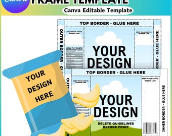 Chips Bag Label Canva Frame Editable Template, Chips Bag Label, Customize Label Template, Canva Drag and Drop Digital Download
