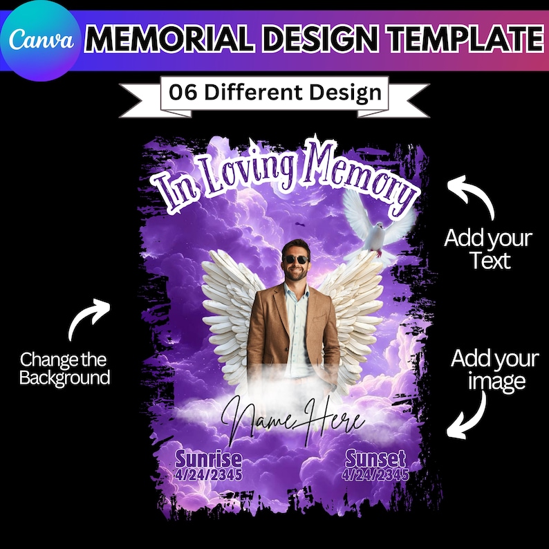 In Loving Memory Design T Shirt Canva Editable Template, Memorial Canva ...