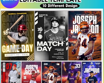 Baseball Poster Canva Editable Template, Seniors Personalized Gifts, Canva Senior Night , Sport Photo Gift, Canva Baseball Sports Template,