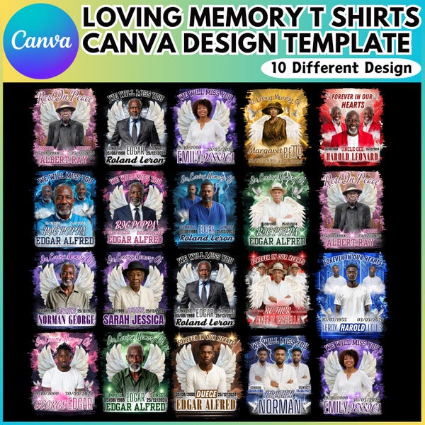 In liebevoller Erinnerung Design Canva bearbeitbares Bundle, Beerdigung & Erinnerung, Canva T-Shirt Sublimation, Gedenk-T-Shirt Designs, digitaler Download
