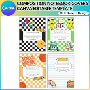 10 Composition Book Cover Canva Designs, Composition Notebook Frame ...